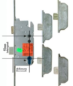 GU Mehrfachverriegelung Secury MR4, 92mm Entfernun, 65 mm Dorn, 20 mm Stulp, 