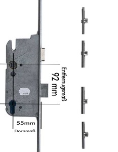 GU Mehrfachverriegelung Secury R4, 92 mm Entfernung, 55 mm Dorn, 20 mm Flachstulp 