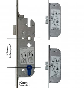 GU Mehrfachverriegelung Secury Automatik 92 mm Entf., 40mm Dorn, 24mm Flachtstulp 