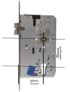 BKS selbstverriegelndes Einsteckschloss B-21100-22-L-8, 72 mm Entfernung, 65 mm 