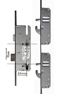 KFV Mehrfachverriegelung AS 2600-F16, 92 mm Entfernung, 55 mm Dorn, Flachstulp