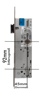 BKS Rohrrahmenschloss B-18260-03-U-8 92 mm Entfernung, 45 mm Dorn, Flachstulp 