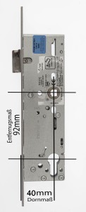 BKS Rohrrahmenschloss B-18260-02-U-8 92 mm Entfernung, 40 mm Dorn, Flachstulp 