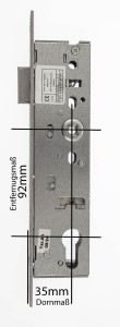 NEMEF Rohrrahmenschloss 9967308201, 92 mm Entfernung, 35 mm Dorn, DIN links, 
