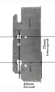 KFV Reparatur Hauptschloss Set RB1000SL 72 mm Entfernung, 65 mm Dorn, 10 mm Nuss 