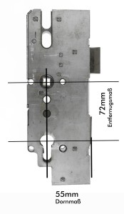 KFV Ersatz Hauptschloss HS8772, 72 mm Entfernung, 55 mm Dorn, 8 mm Nuss, 