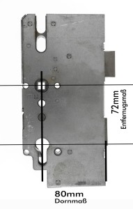 KFV Ersatz Hauptschloss HS8772, 72 mm Entfernung, 80 mm Dorn, 8 mm Nuss, 