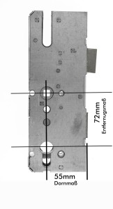 KFV Ersatz Hauptschloss HS8072, 72 mm Entfernung, 55 mm Dorn, 8 mm Nuss, 