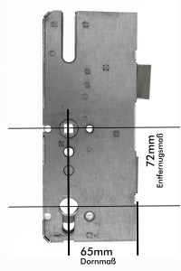 KFV Ersatz Hauptschloss HS8072, 72 mm Entfernung, 65 mm Dorn, 8 mm Nuss, 