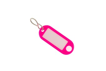 Schlüsselanhänger mit Loch und S-Haken Kunstoff, 54x22 mm, Farbe leucht-pink 