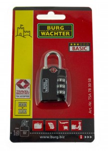Burg Wächter Zahlen Vorhangschloss TSA 78 30, Sicherheits-Zahlenschloss 