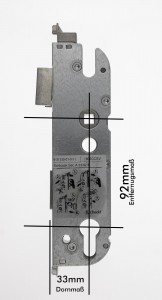 GU Hauptschlosskasten K-20044-CF-0-1 92 mm Entfernung, 33 mm Dorn, für 