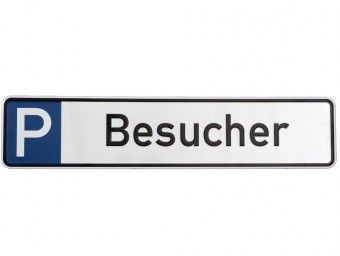 ALU Parkplatzkennzeichnungsschild gepr. 523 mm breit, 113 mm  hoch, Besucher 