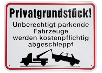 geprägtes Alumiumschild 400 mm breit, 300 mm hoch, Privatgrundstück! 
