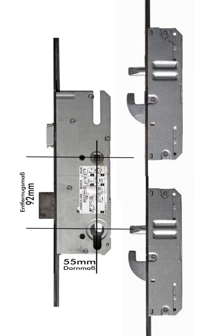 KFV Mehrfachverriegelung AS 2600-F16, 92 mm Entfernung, 55 mm Dorn, Flachstulp