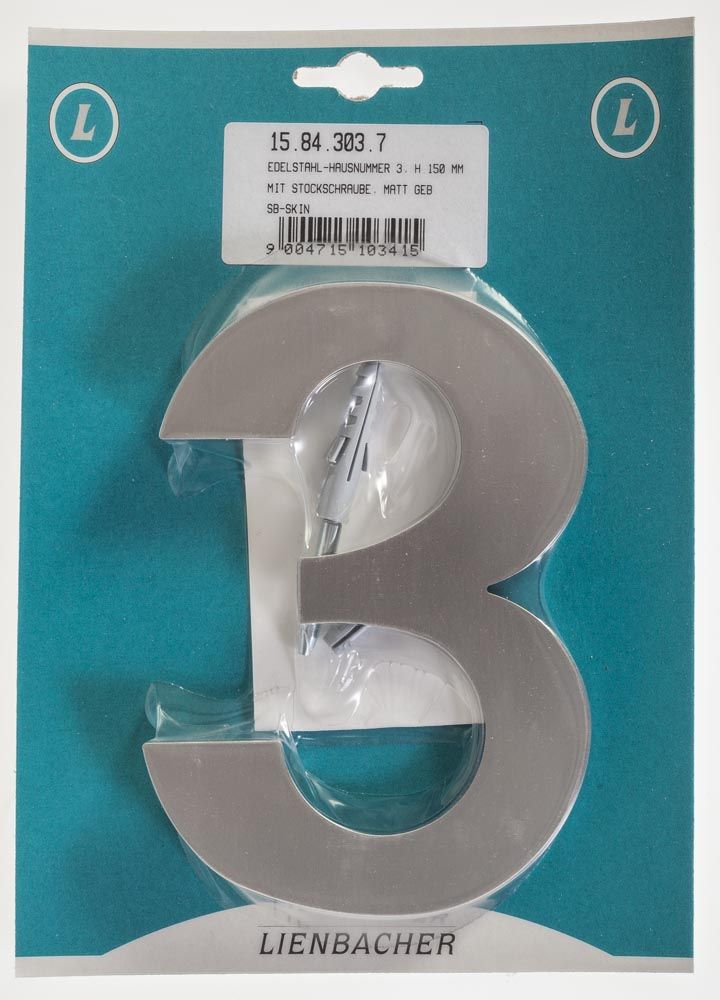 Lienbacher Edelstahl Hausnummer Nr. 3 15.84.303.7, matt gebürstet ...