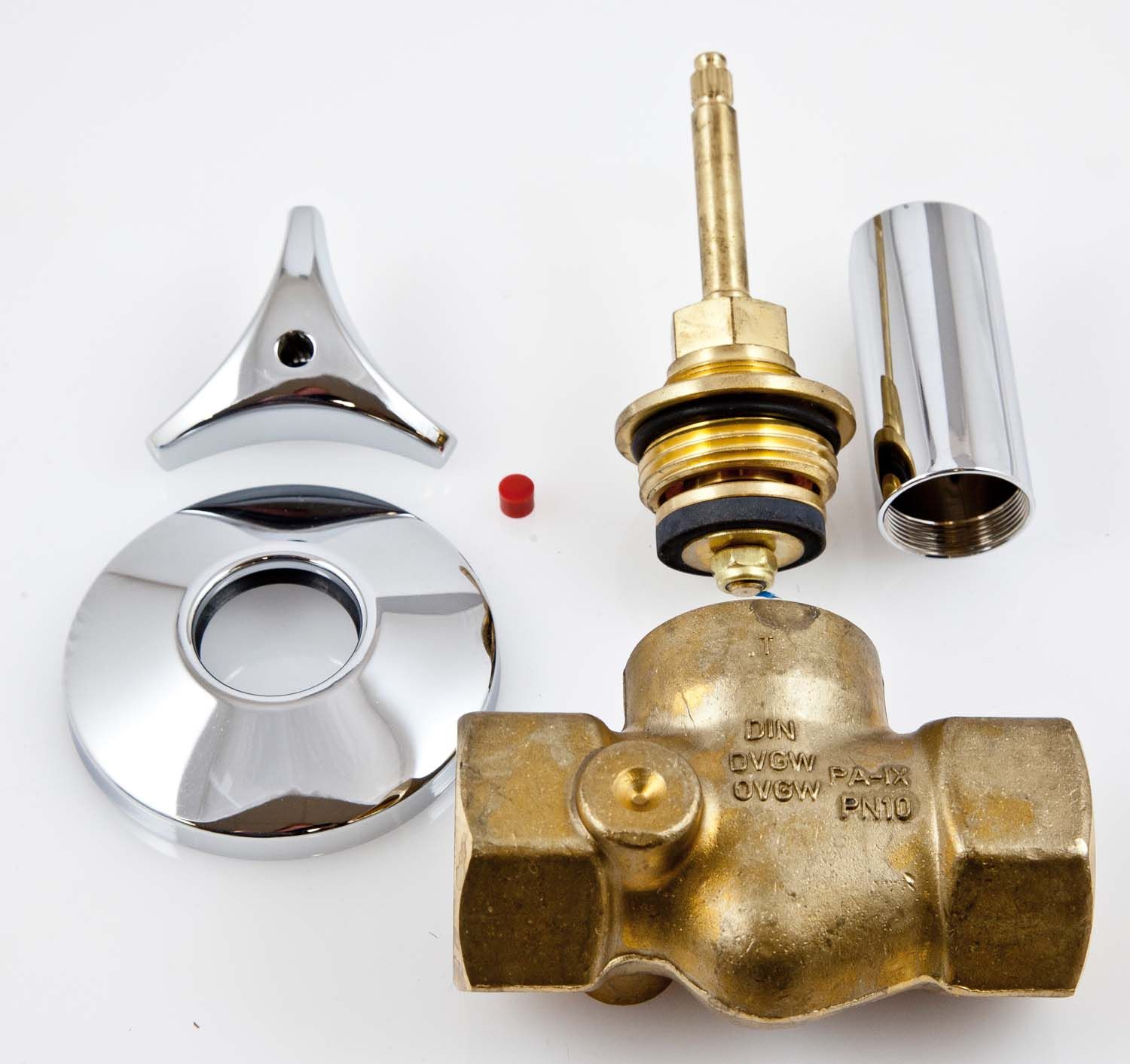 verchr. Durchgangsventil Unterputz mit Drehkorngriffen 1'