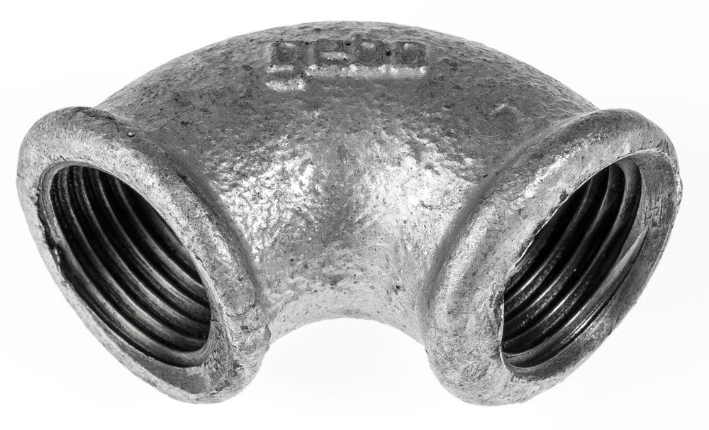 Temperguss verz. Winkel # 90, 1/4' 90°, beidseitig Innengewinde