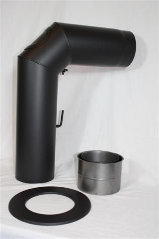 Rohrset geschweisst schwarz 150 mm mit Reinigungsöffnung, Drossel ...