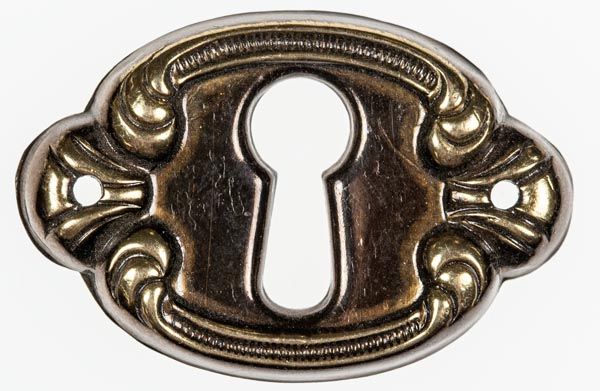 Schlüsselschild messing brüniert 1473 1/2, 37x25 mm