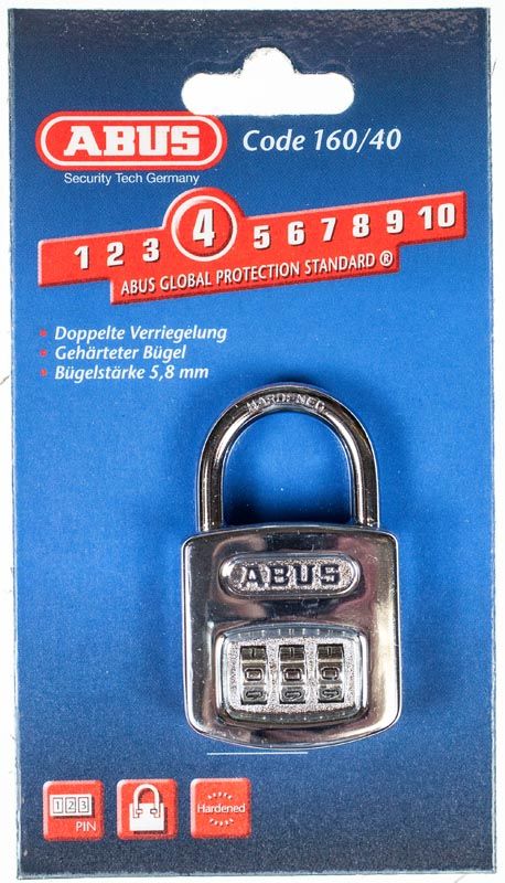 Abus Zahlen-Vorhängeschloss 160/40 mit 3 stelligem einstellbarem ...