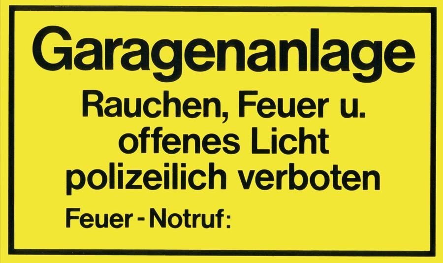 Strobel Kunstoffschild 250 x 150 mm Garagenanlage Rauchen, Feuer u ...
