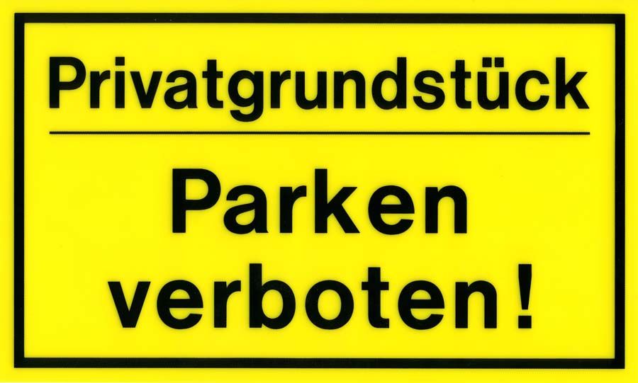 Kunstoffschild 250 mm breit, 150 mm hoch Privatgrundstück Parken ...