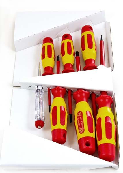 Schraubenziehersatz VDE 7-tlg. mit rot gelbem 2 Komponentenheft