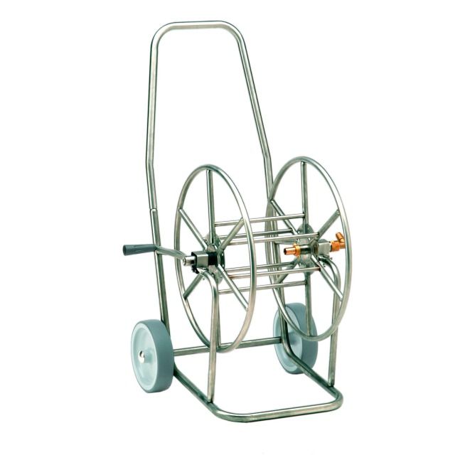 KARASTO Schlauchwagen 5400SB Chromstahl für 80 M 1/2, 50 M 3/4 od ...