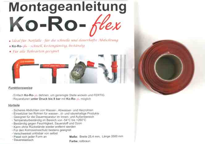 Rohr-Reparaturband 25,4 x 3500 mm; Art-Nr. 56 100 KO-RO-flex Dichtband 