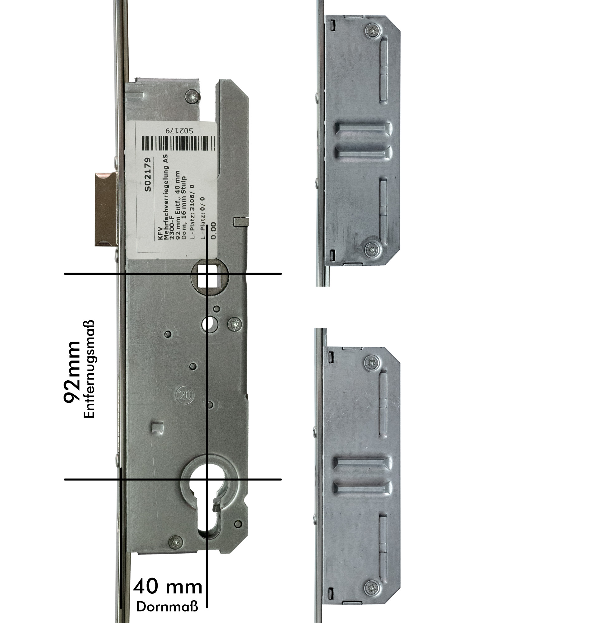 KFV  Türverschluss Mehrfachverriegelung AS 2750 35/92/8 16mm Stulp B001 3486361