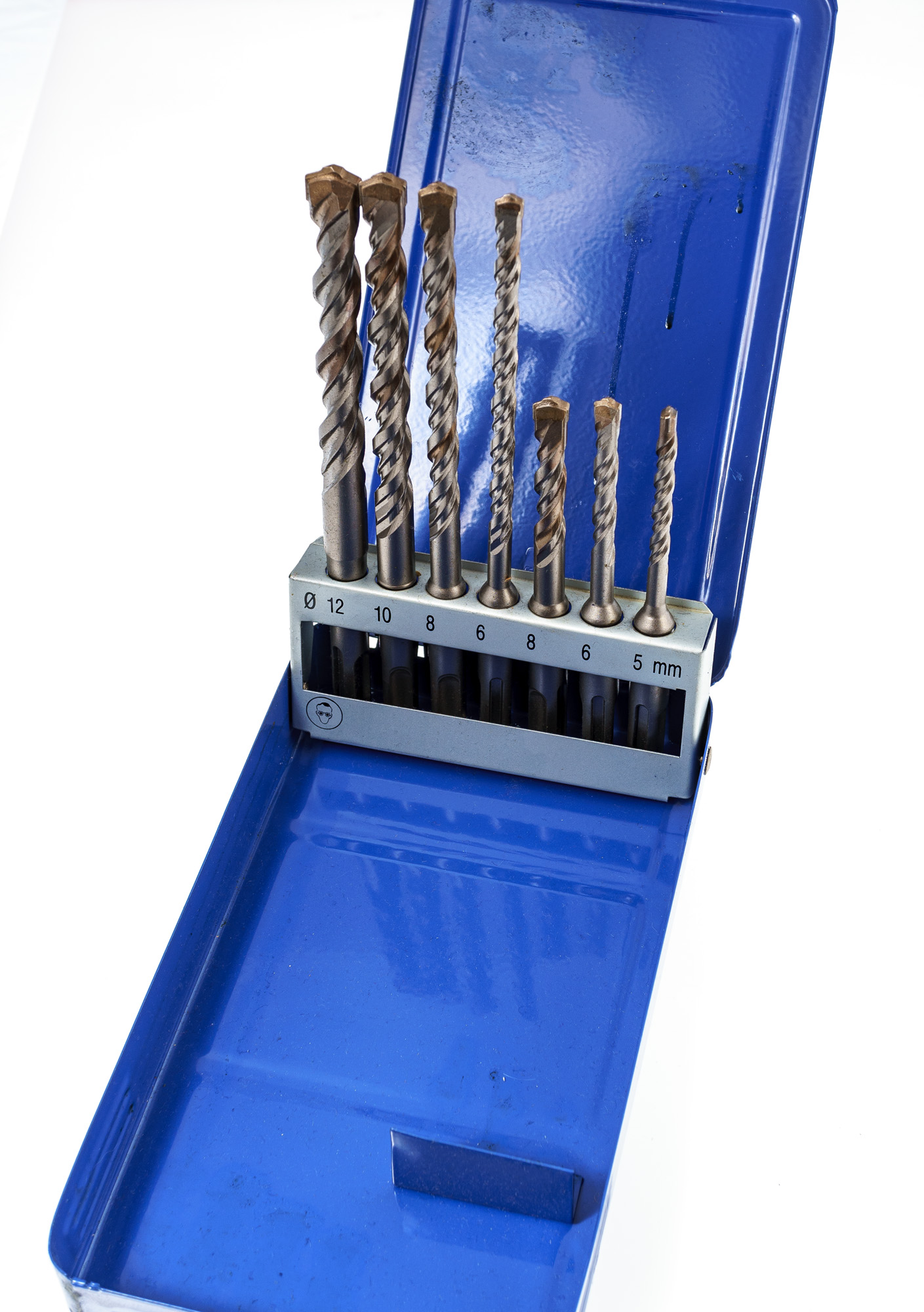 SDS Hammerbohrersatz 7-teilig in Metallkasette, je 1 Boher 5, 6, 8 ...
